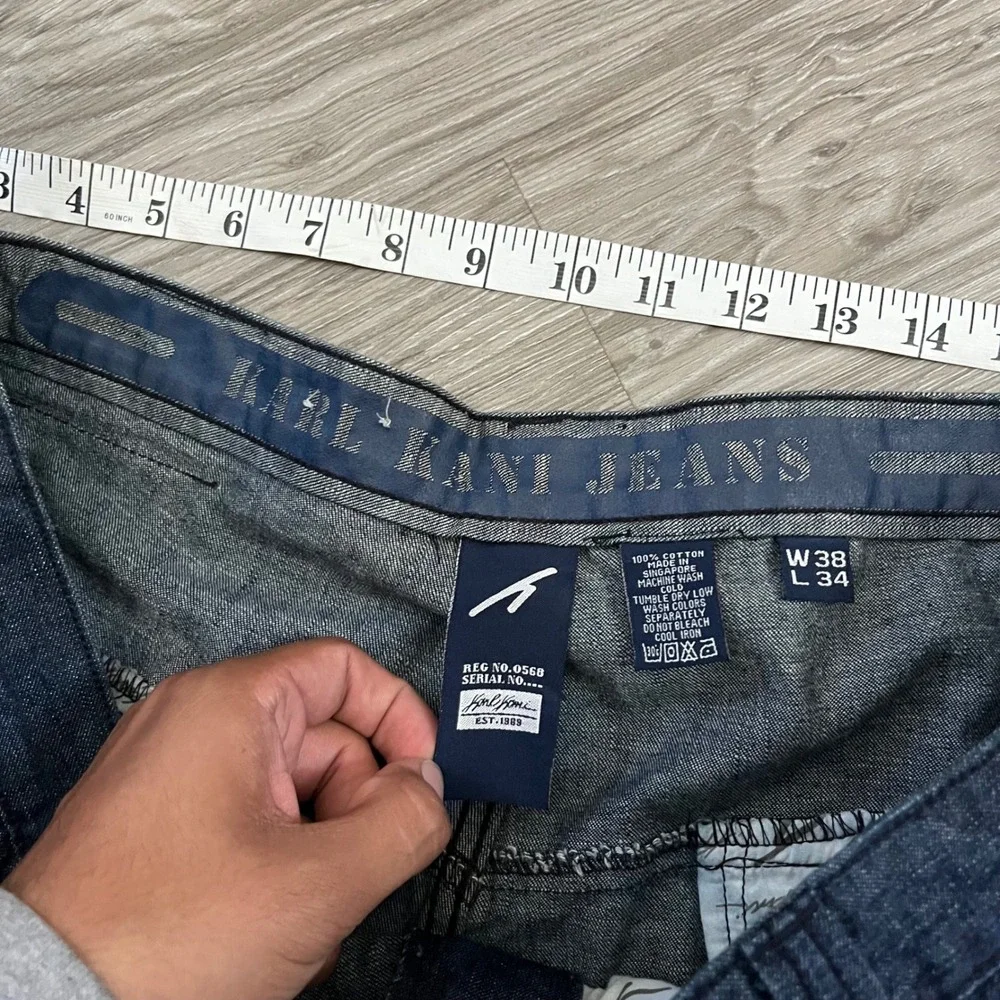 Karl Kani Jeans Mens 38x34 Baggy Indigo Denim Paneled Streetwear Pants Vintage